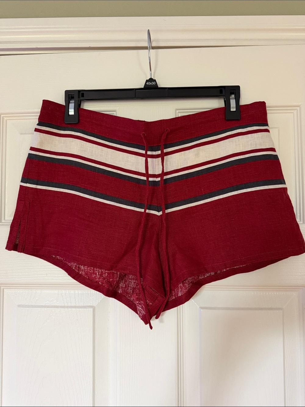100% Linen Anthro Faithful the brandWomen’s Red Striped shorts NWT